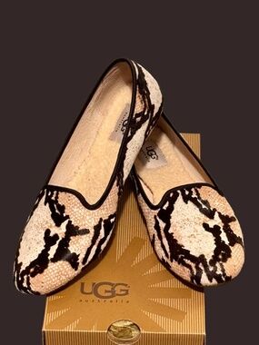 UGG Alloway Reptile Print Calf Hair Flats, Size 9